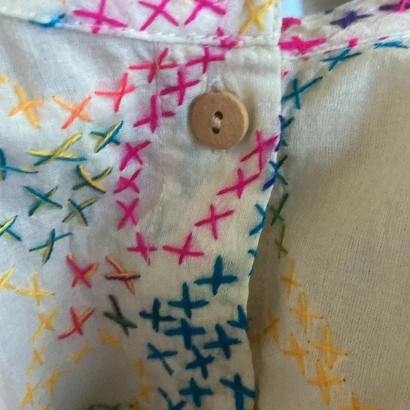 Madewell Warm Voile Phoebe Embroidered Cross-stitch Top Sz 2 100% Cotton Voile - Picture 5 of 7